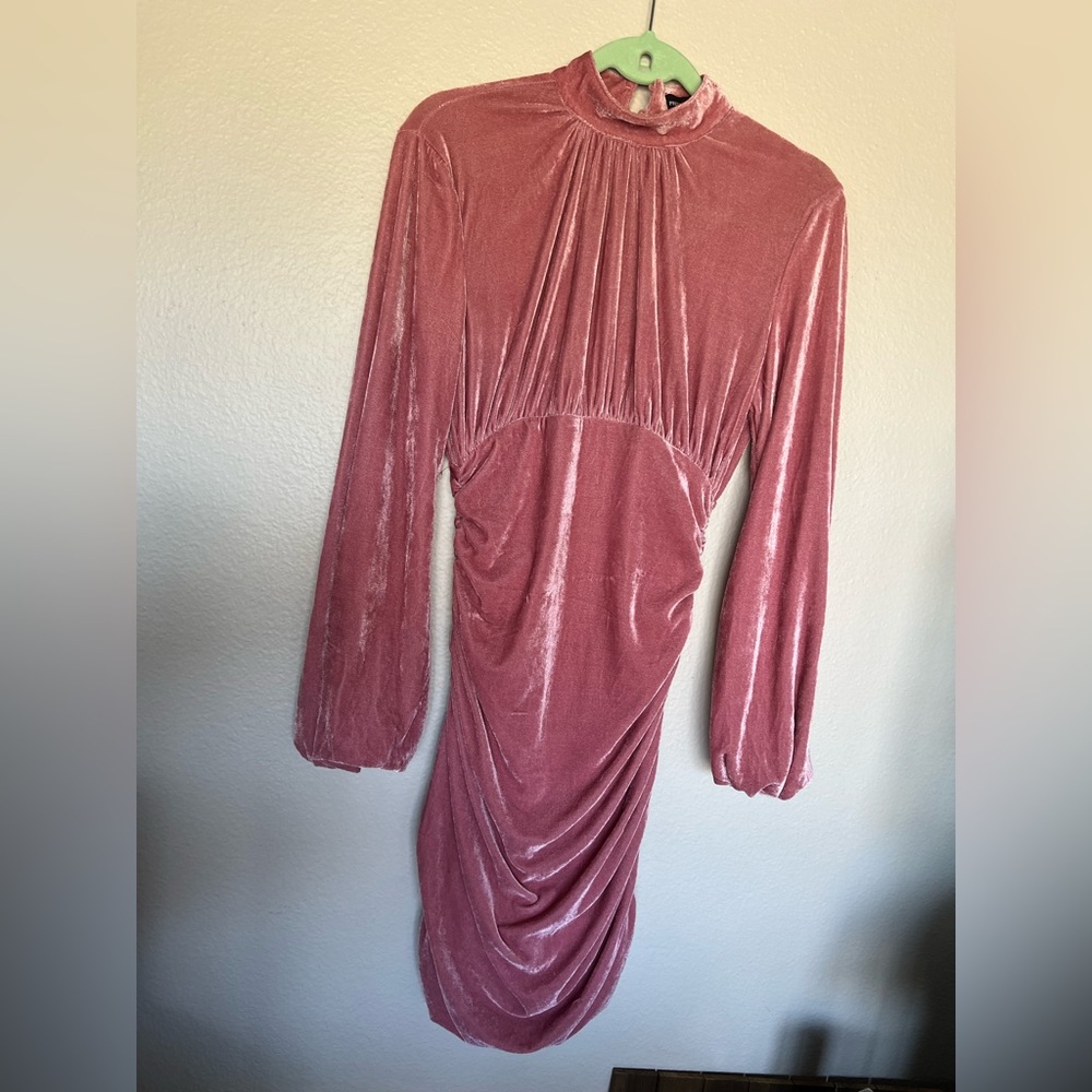 Pretty Little Thing Velvet Pink Long Sleeve Dress